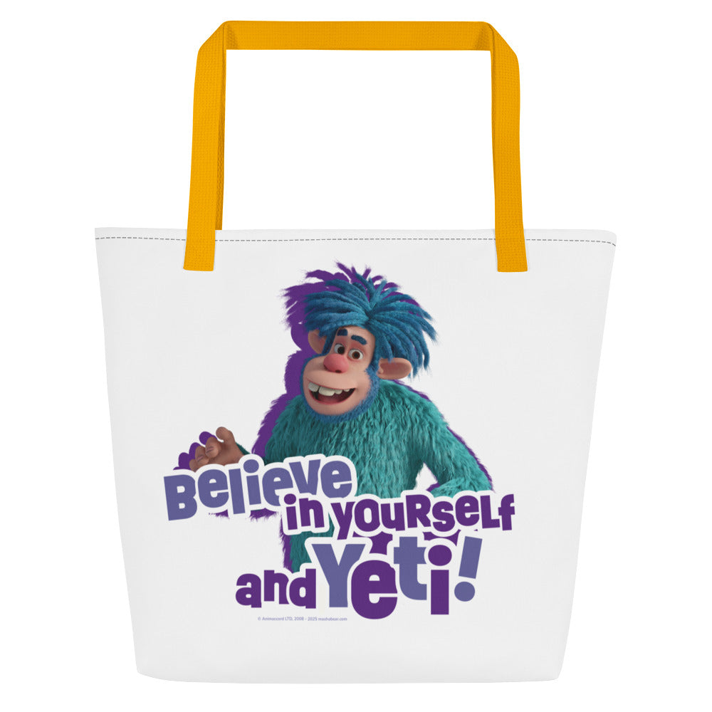 Masha and the Bear Friends Believe In Yourself All-Over Print Large Tote Bag CUT-SEW
