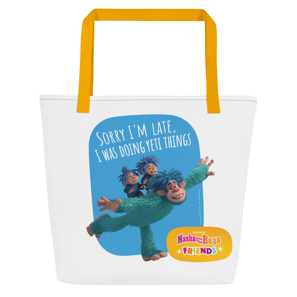 Masha and the Bear Friends All-Over Print Large Tote Bag CUT-SEW