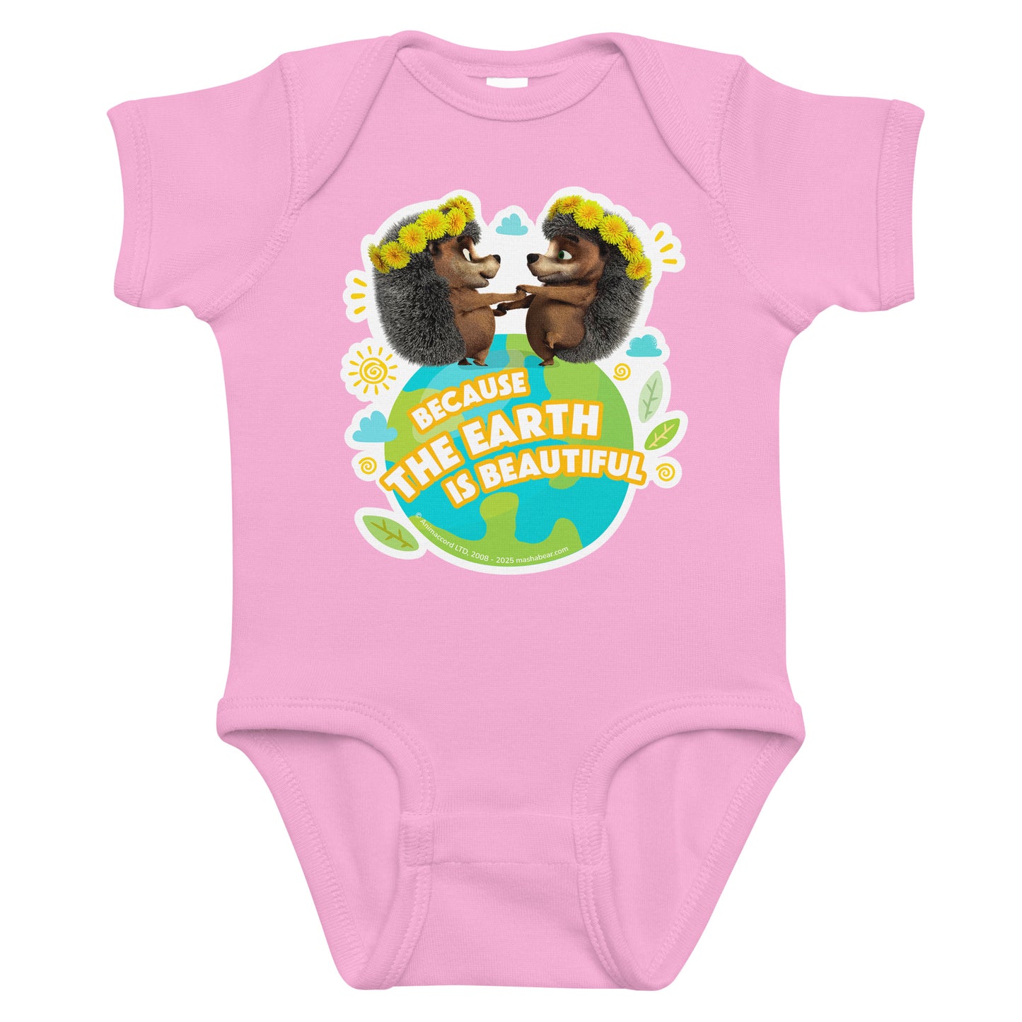 Masha and the Bear Friends Go Green! Infant bodysuit Pink T-SHIRT