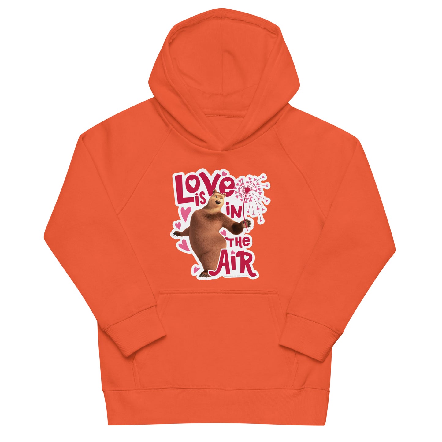 Masha and the Bear Friends Love Day Kids eco hoodie Burnt Orange T-SHIRT