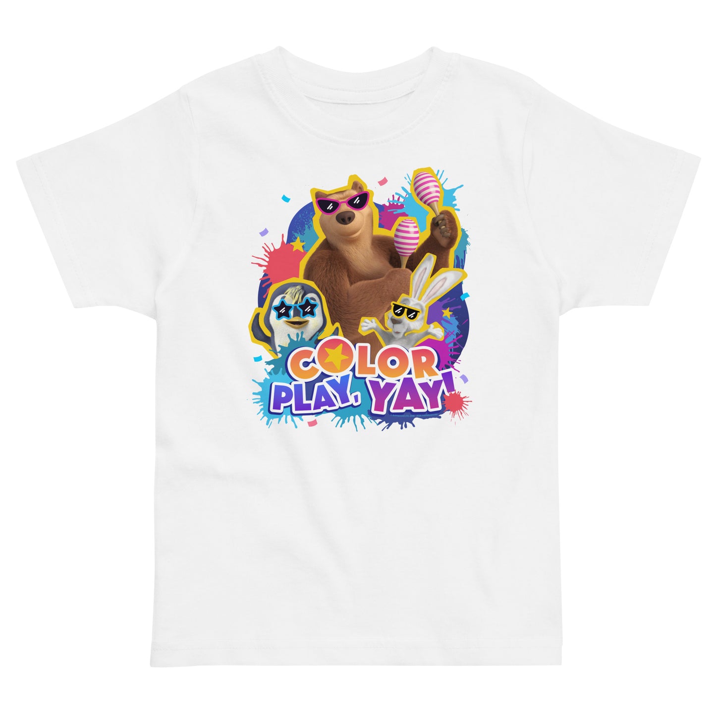 Masha and the Bear Friends Color Splash Toddler jersey t-shirt White T-SHIRT