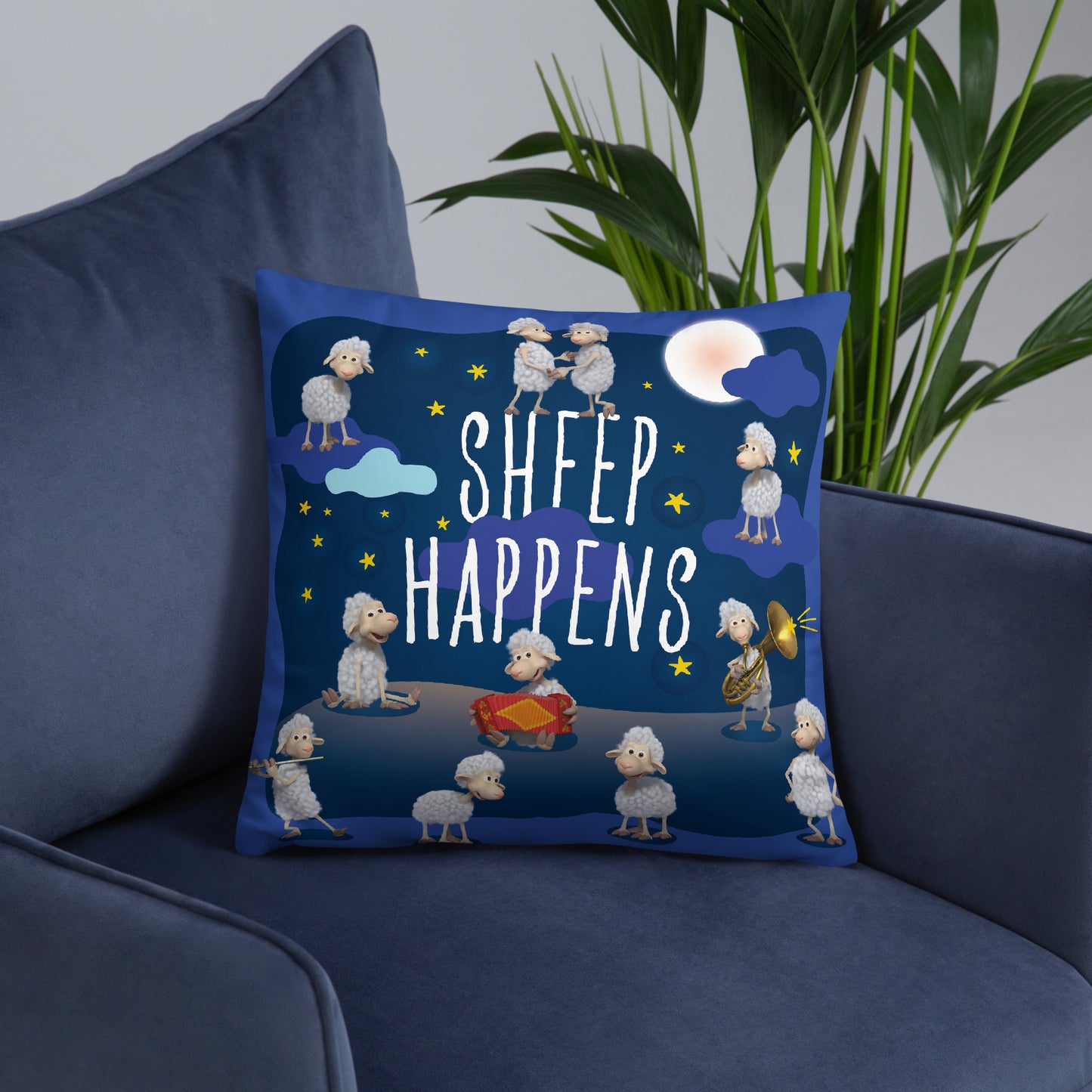 Masha and the Bear Friends Sheep Happens 18x18 Basic Pillow CUT-SEW