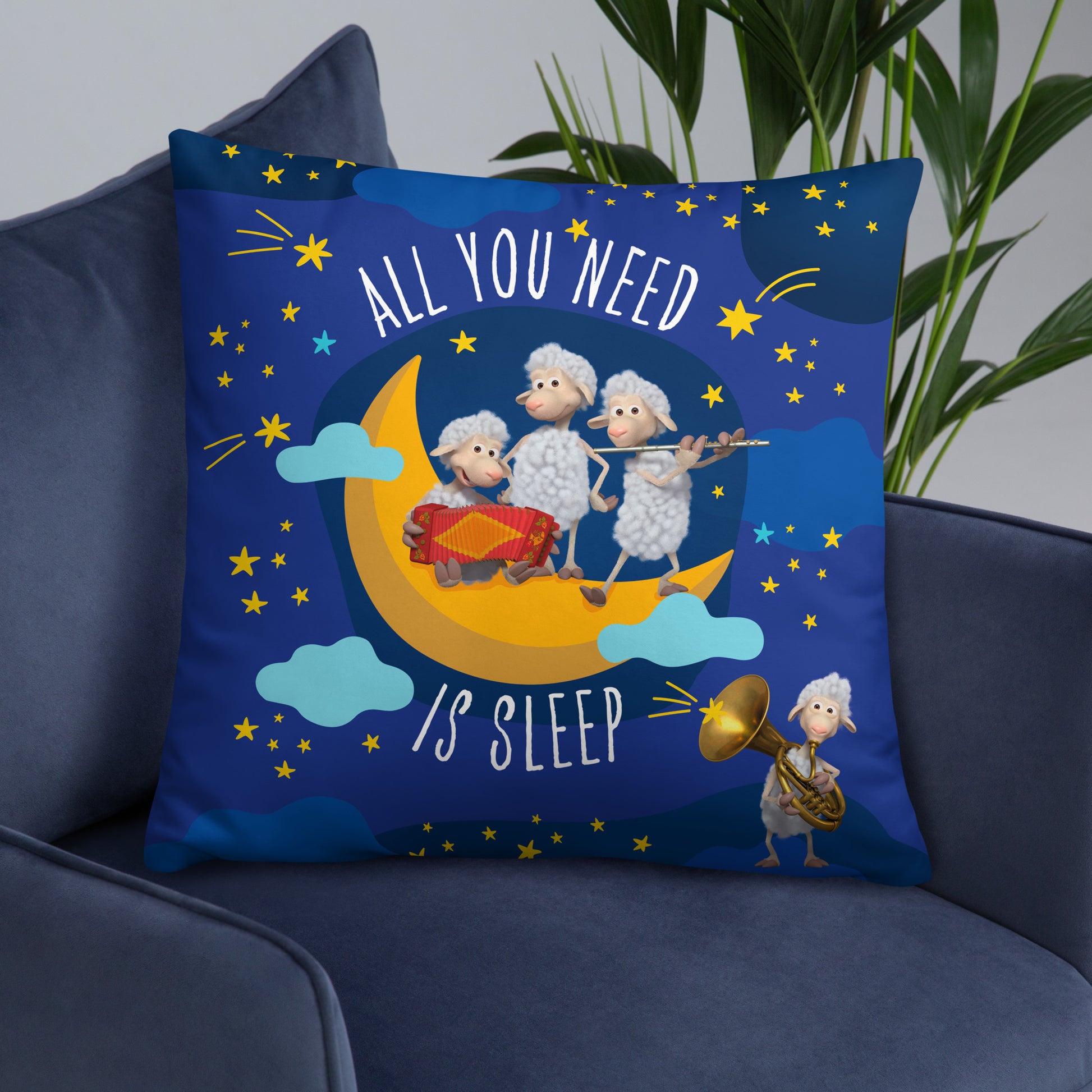 Masha and the Bear Friends All You Need is Sleep 22x22 Basic Pillow CUT-SEW