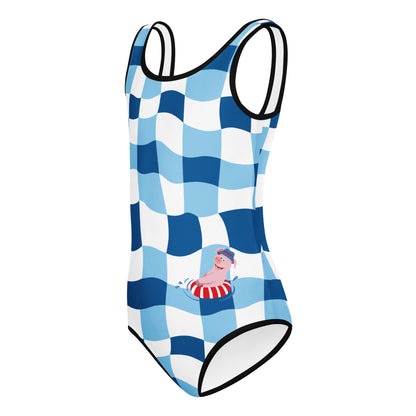 Masha and the Bear Friends Ocean All-Over Print Kids Swimsuit CUT-SEW