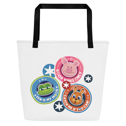 Masha and the Bear Friends: Emoji All-Over Print Large Tote Bag CUT-SEW