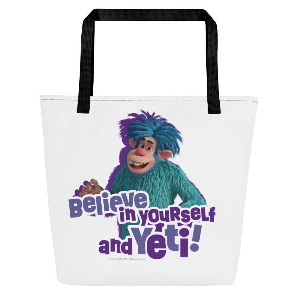 Masha and the Bear Friends Believe In Yourself All-Over Print Large Tote Bag CUT-SEW