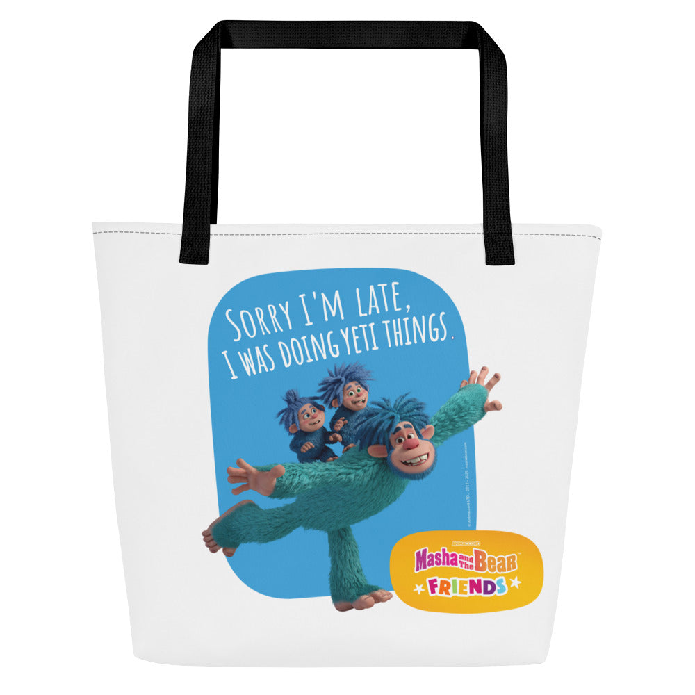 Masha and the Bear Friends All-Over Print Large Tote Bag CUT-SEW
