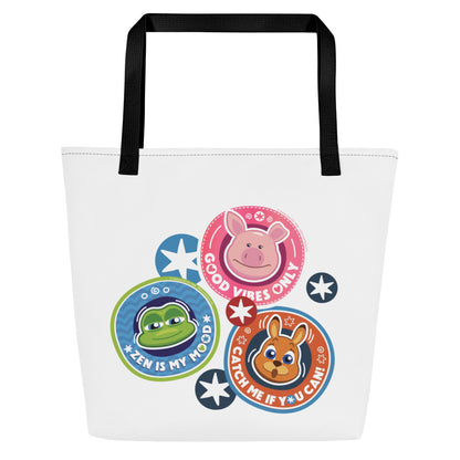 Masha and the Bear Friends: Emoji All-Over Print Large Tote Bag Black CUT-SEW