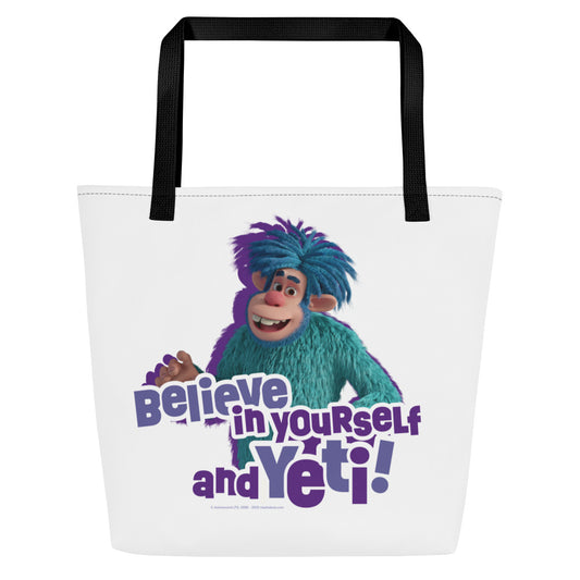 Masha and the Bear Friends Believe In Yourself All-Over Print Large Tote Bag Black CUT-SEW
