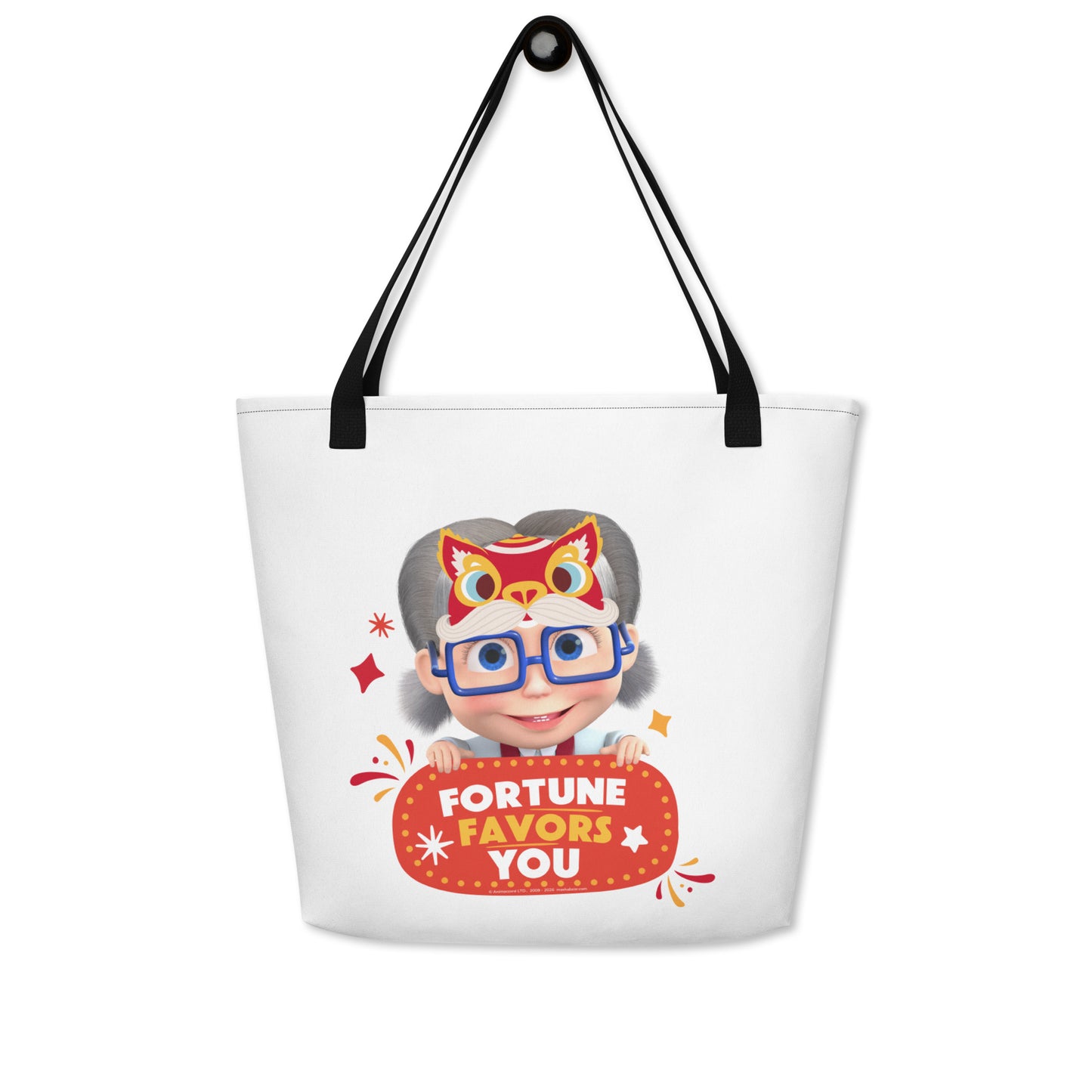 Masha and the Bear Friends Lunar Horse All-Over Print Large Tote Bag Black CUT-SEW