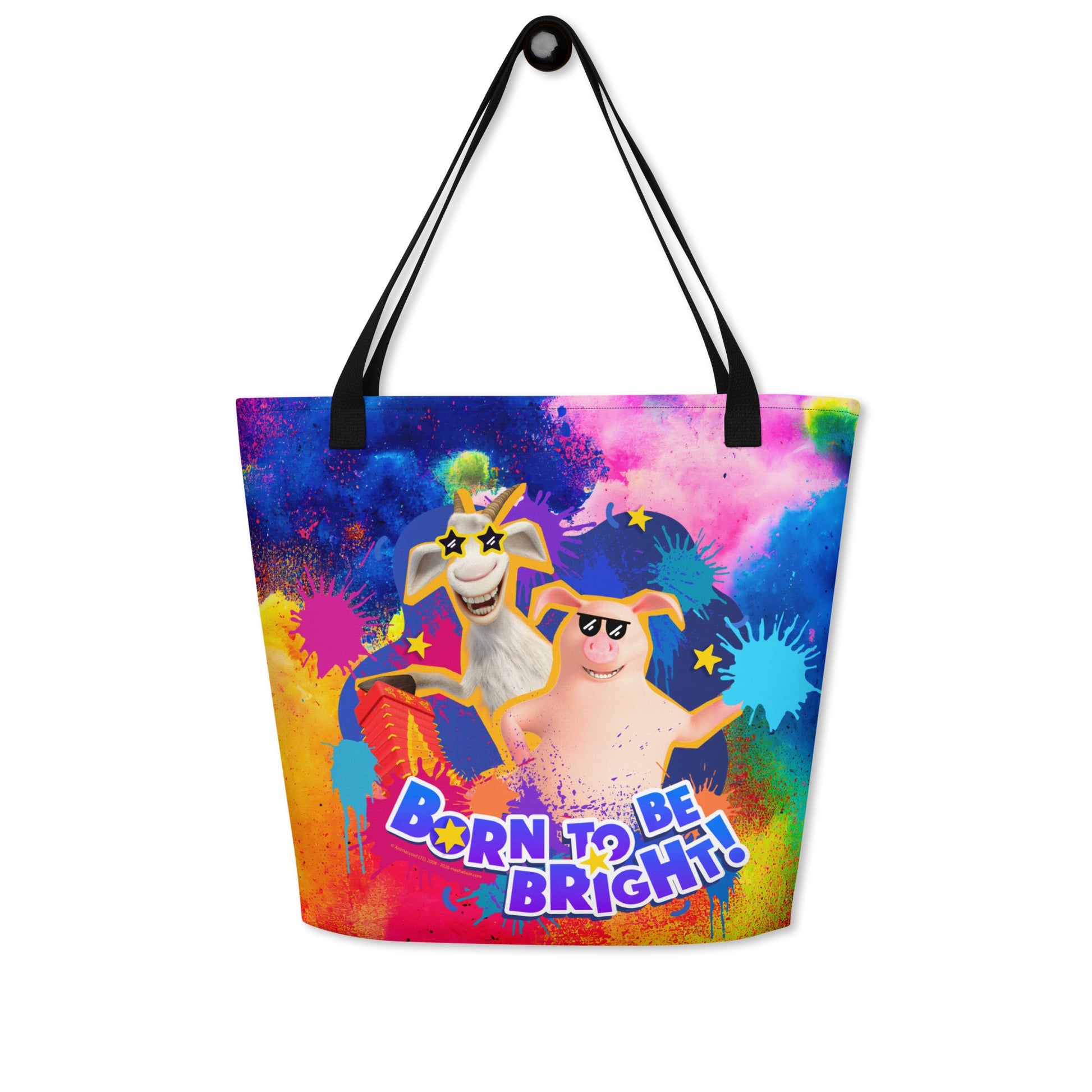 Masha and the Bear Friends Color Splash All-Over Print Large Tote Bag Black CUT-SEW