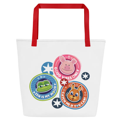 Masha and the Bear Friends: Emoji All-Over Print Large Tote Bag CUT-SEW