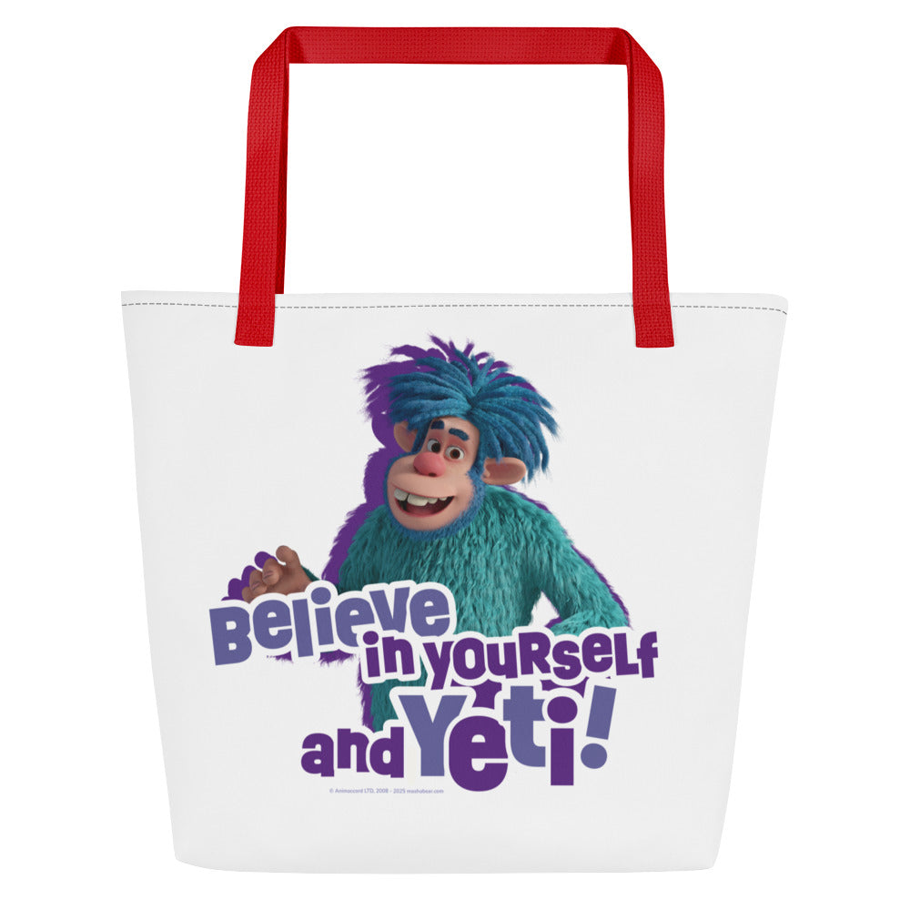 Masha and the Bear Friends Believe In Yourself All-Over Print Large Tote Bag CUT-SEW