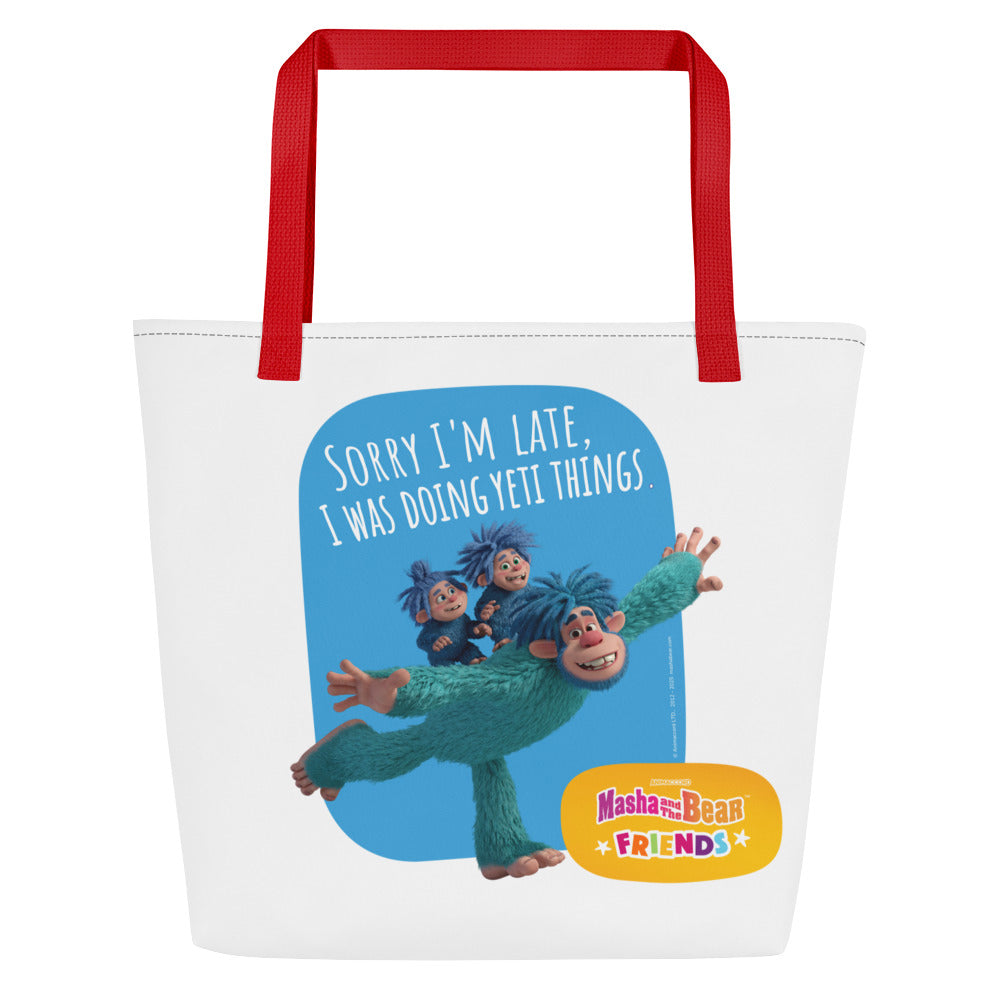Masha and the Bear Friends All-Over Print Large Tote Bag CUT-SEW