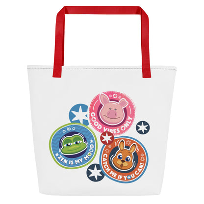 Masha and the Bear Friends: Emoji All-Over Print Large Tote Bag Red CUT-SEW