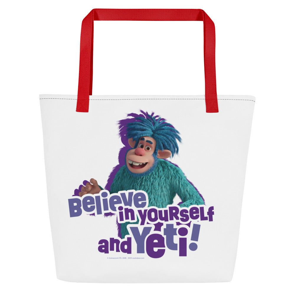 Masha and the Bear Friends Believe In Yourself All-Over Print Large Tote Bag Red CUT-SEW