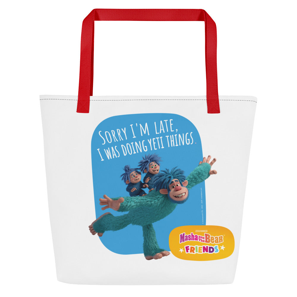 Masha and the Bear Friends All-Over Print Large Tote Bag Red CUT-SEW