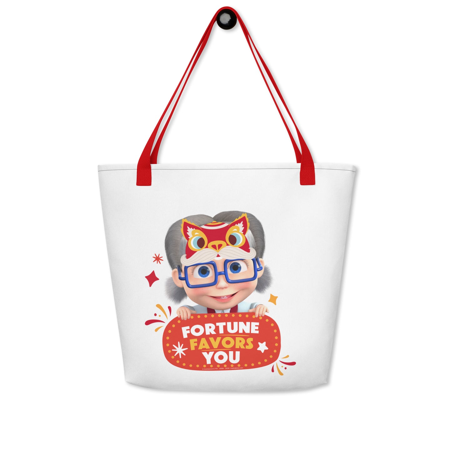 Masha and the Bear Friends Lunar Horse All-Over Print Large Tote Bag Red CUT-SEW
