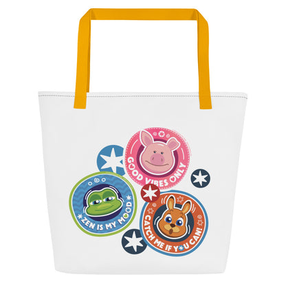 Masha and the Bear Friends: Emoji All-Over Print Large Tote Bag CUT-SEW