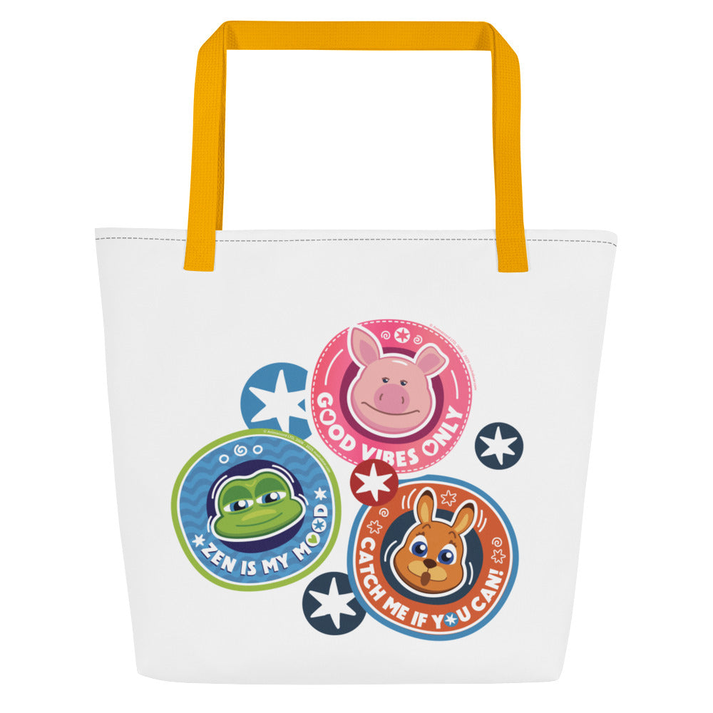 Masha and the Bear Friends: Emoji All-Over Print Large Tote Bag Yellow CUT-SEW