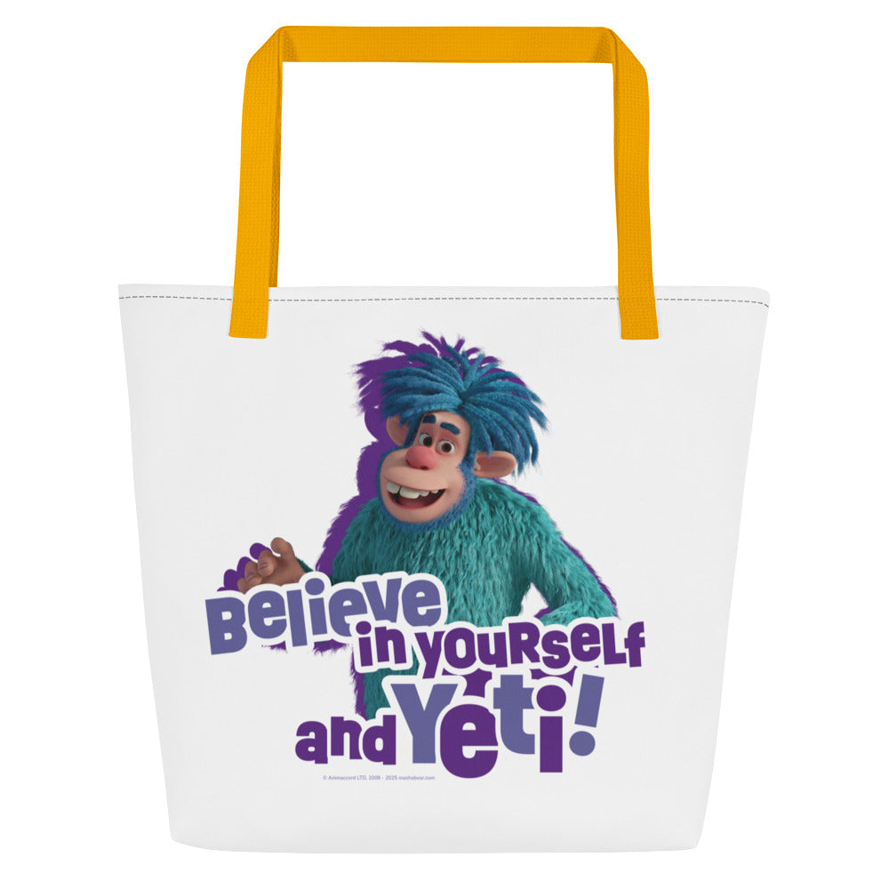 Masha and the Bear Friends Believe In Yourself All-Over Print Large Tote Bag Yellow CUT-SEW