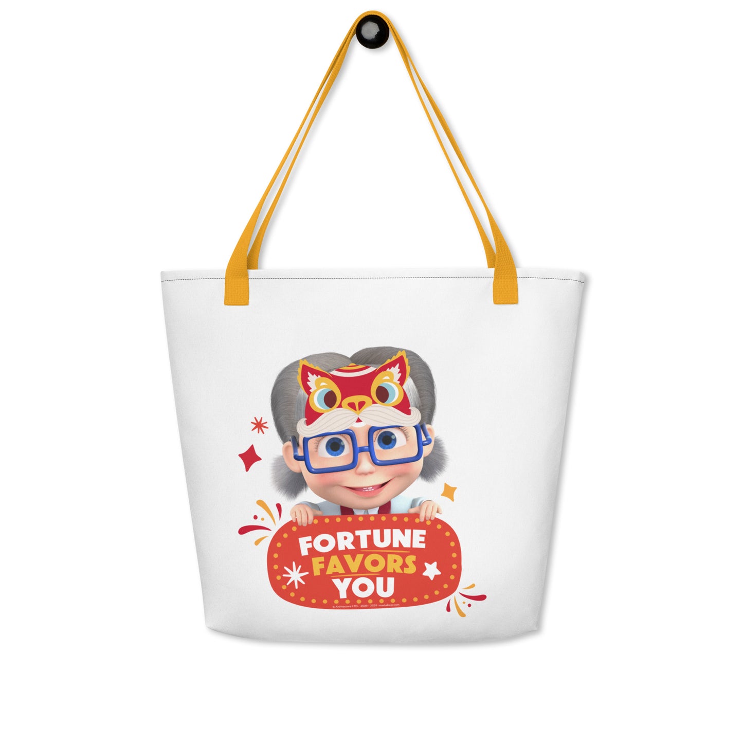 Masha and the Bear Friends Lunar Horse All-Over Print Large Tote Bag Yellow CUT-SEW