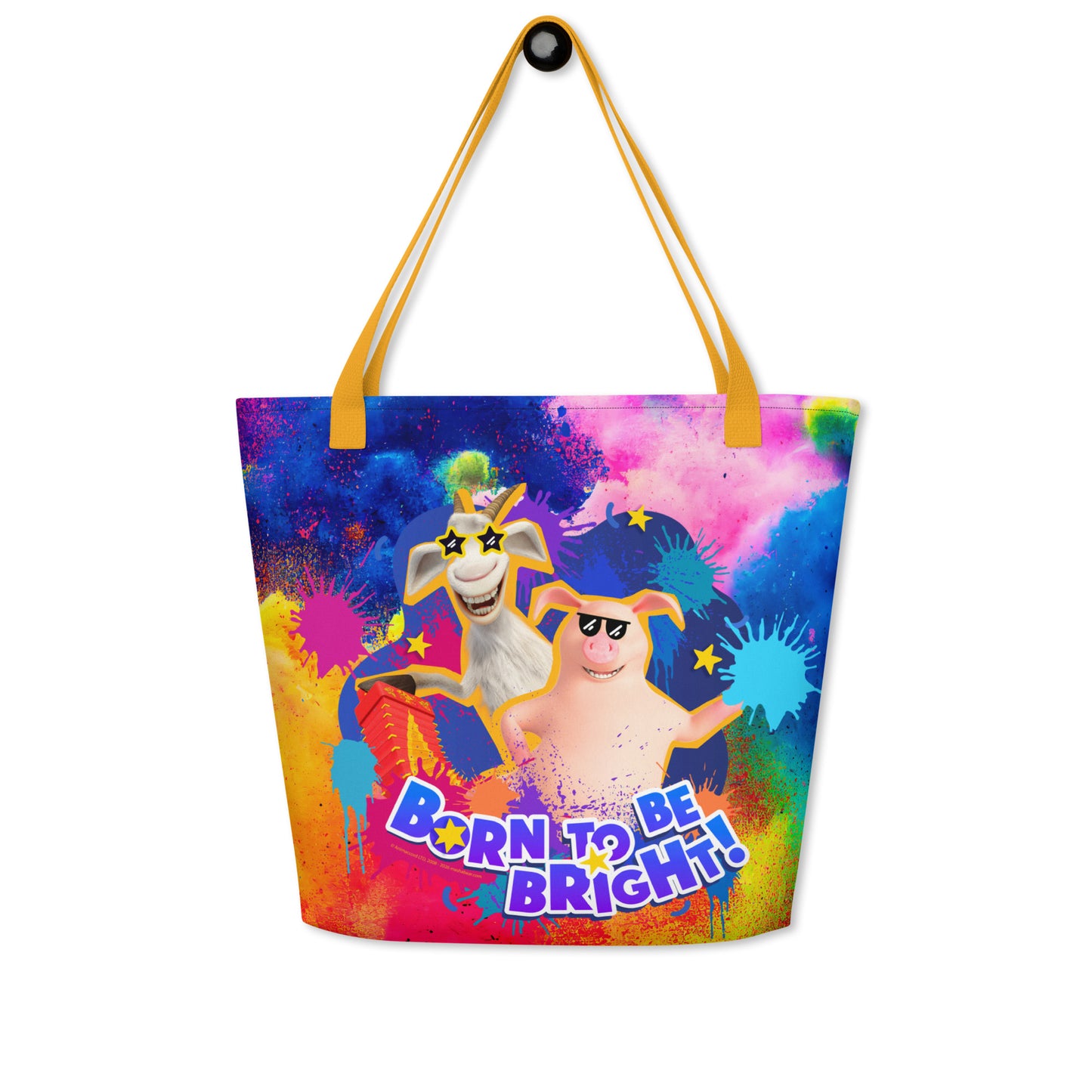 Masha and the Bear Friends Color Splash All-Over Print Large Tote Bag Yellow CUT-SEW