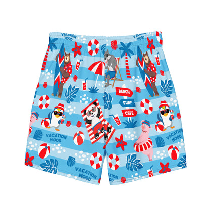 Masha and the Bear Friends Vacation Mood Recycled Swim Trunks CUT-SEW