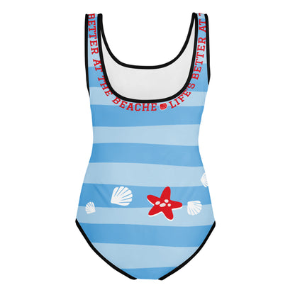 Masha and the Bear Friends Living My Best Life All-Over Print Youth Swimsuit CUT-SEW