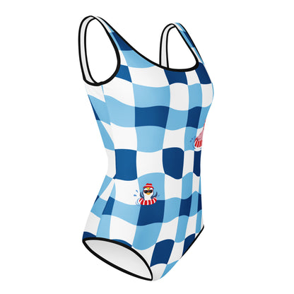Masha and the Bear Friends Ocean All-Over Print Youth Swimsuit CUT-SEW