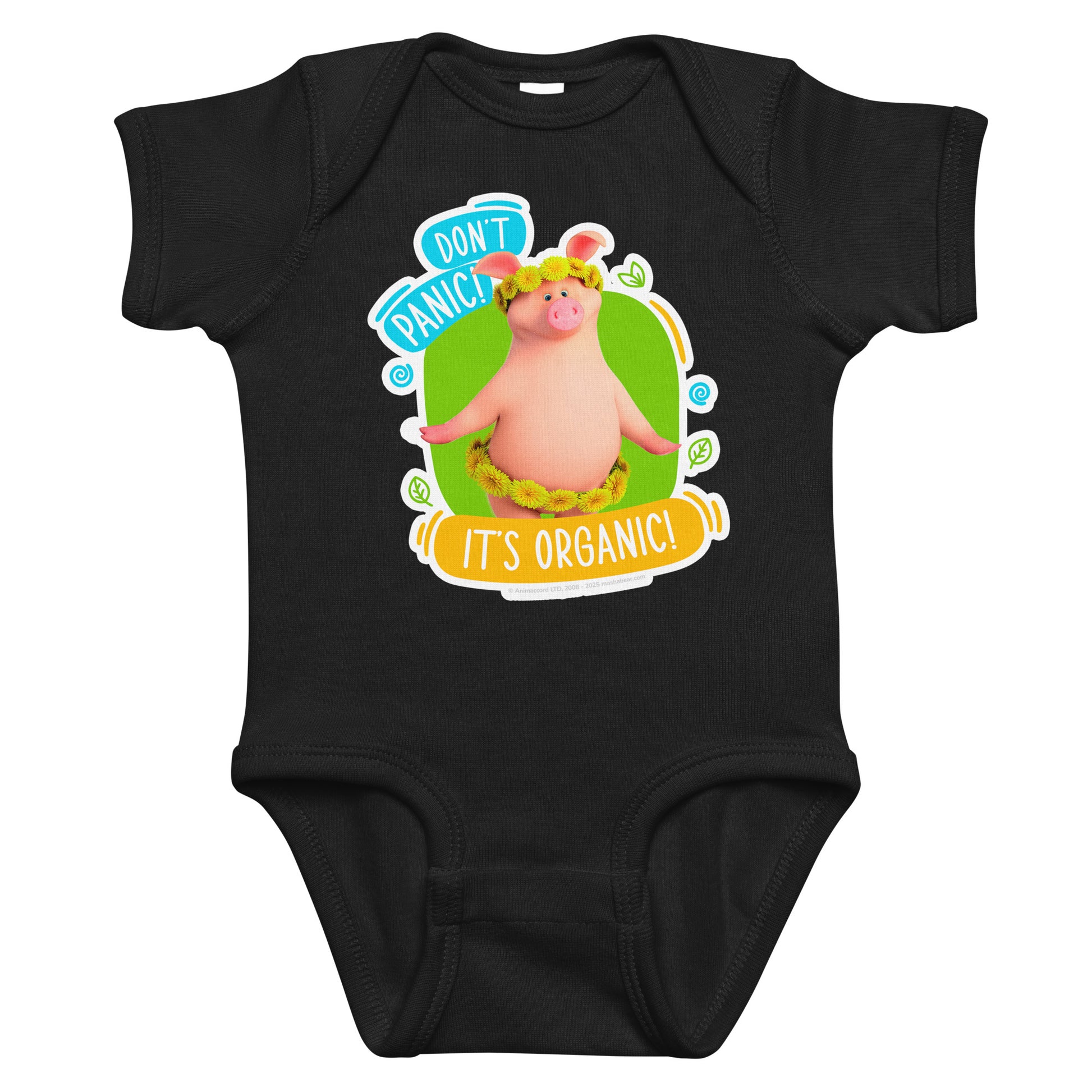 Masha and the Bear Friends Go Green! Infant bodysuit Black T-SHIRT