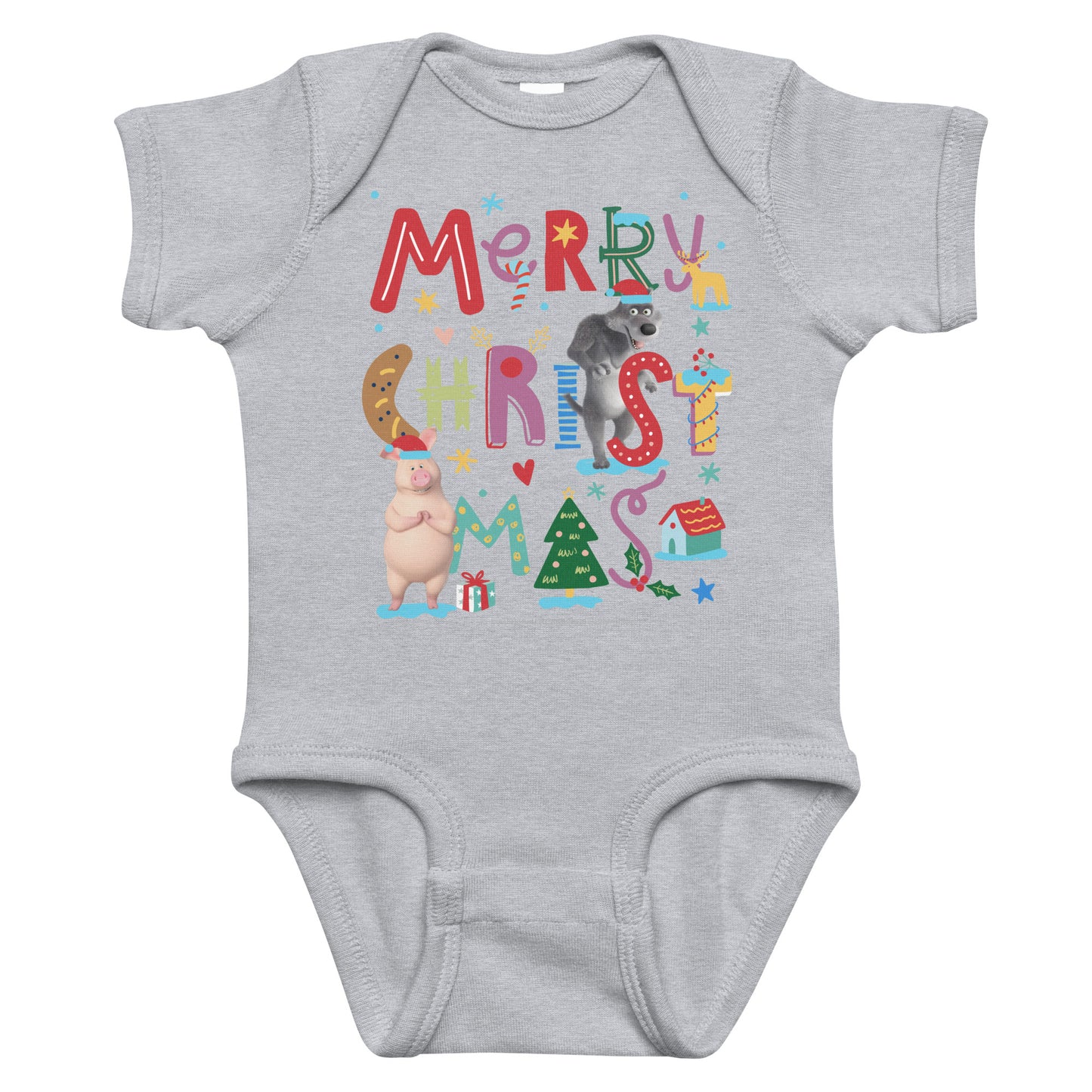 Masha and the Bear Friends Christmas Infant Bodysuit Heather T-SHIRT