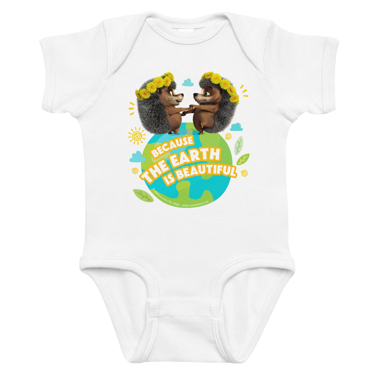 Masha and the Bear Friends Go Green! Infant bodysuit White T-SHIRT