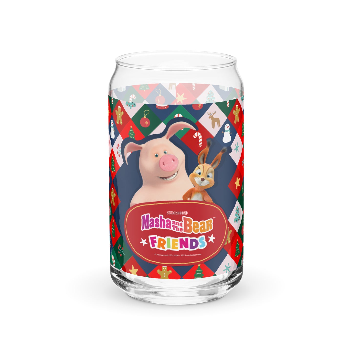 Masha and the Bear Friends Christmas Can-shaped glass 16 oz