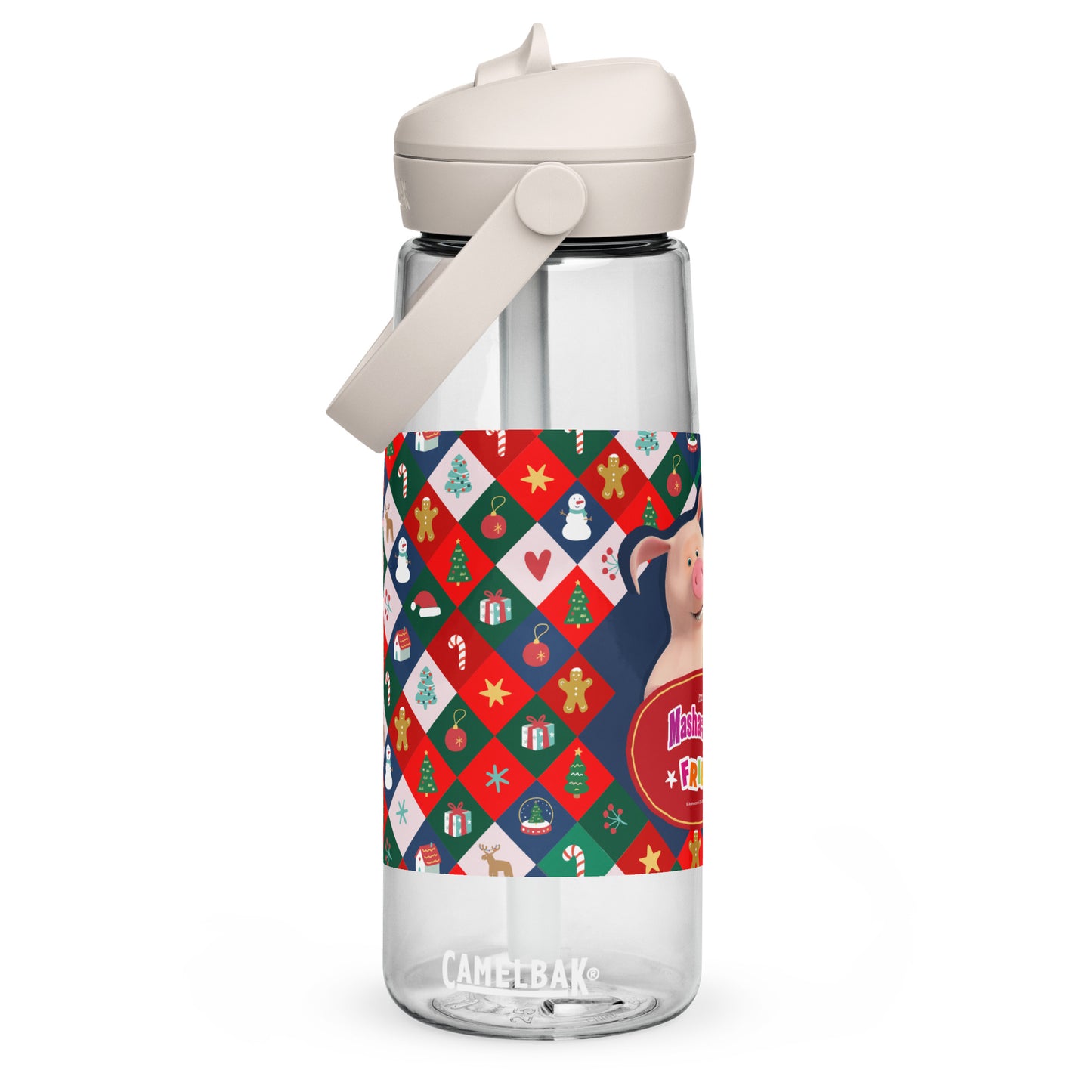 Masha and the Bear Friends Christmas Flip straw water bottle Clear DRINKWARE