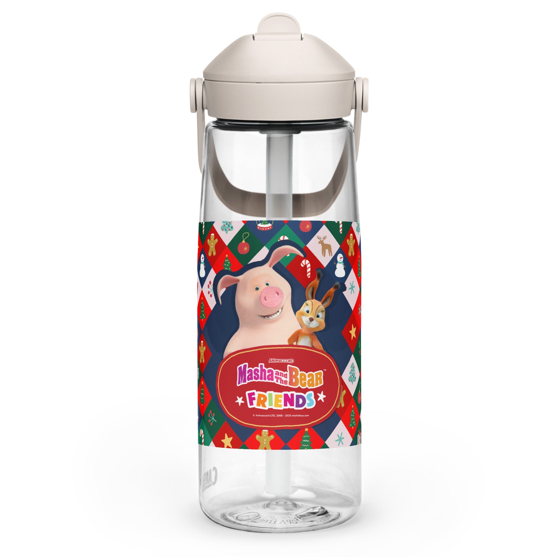 Masha and the Bear Friends Christmas Flip straw water bottle DRINKWARE