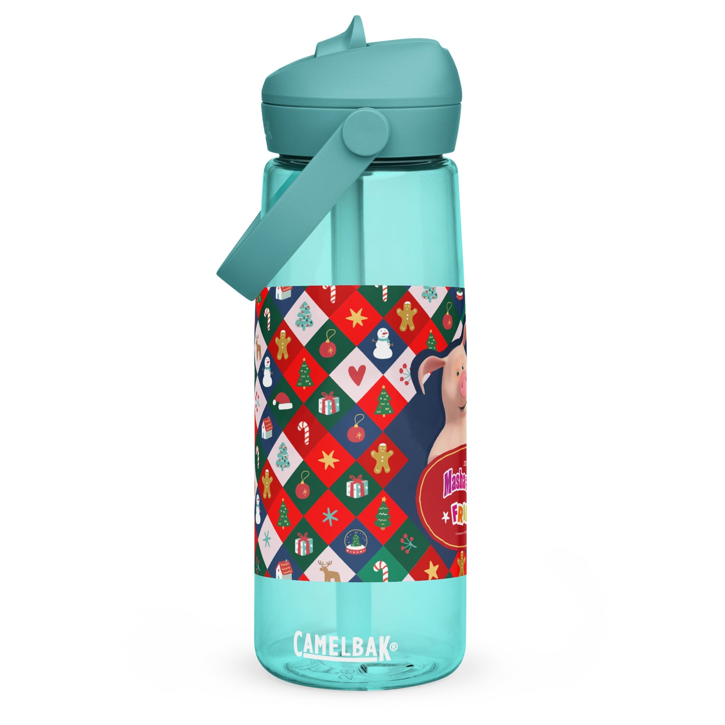 Masha and the Bear Friends Christmas Flip straw water bottle Cove DRINKWARE