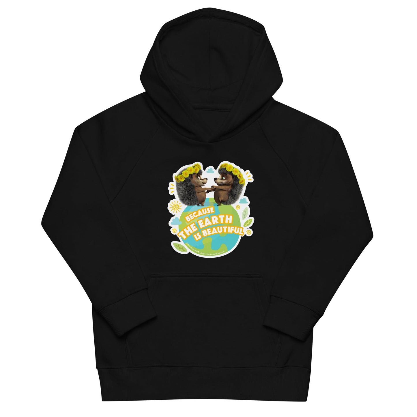 Masha and the Bear Friends Go Green! Kids eco hoodie Black 10Y T-SHIRT