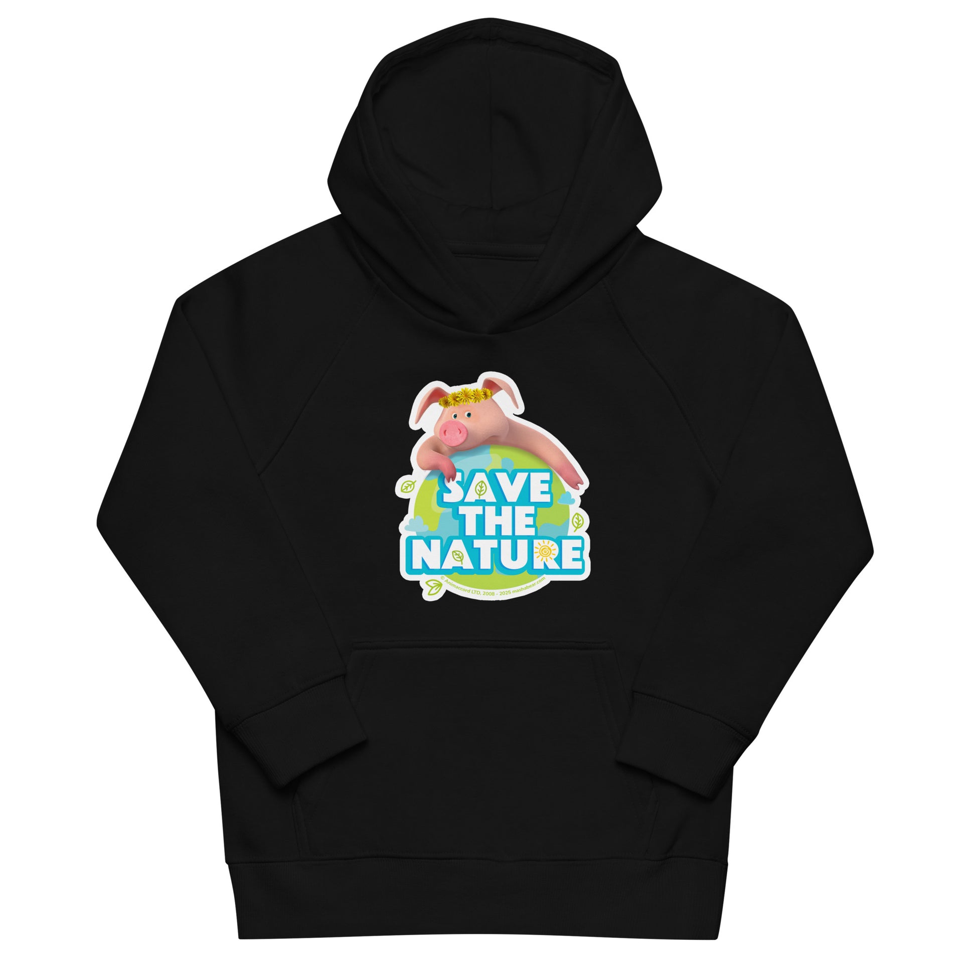 Masha and the Bear Friends Go Green! Kids eco hoodie Black T-SHIRT