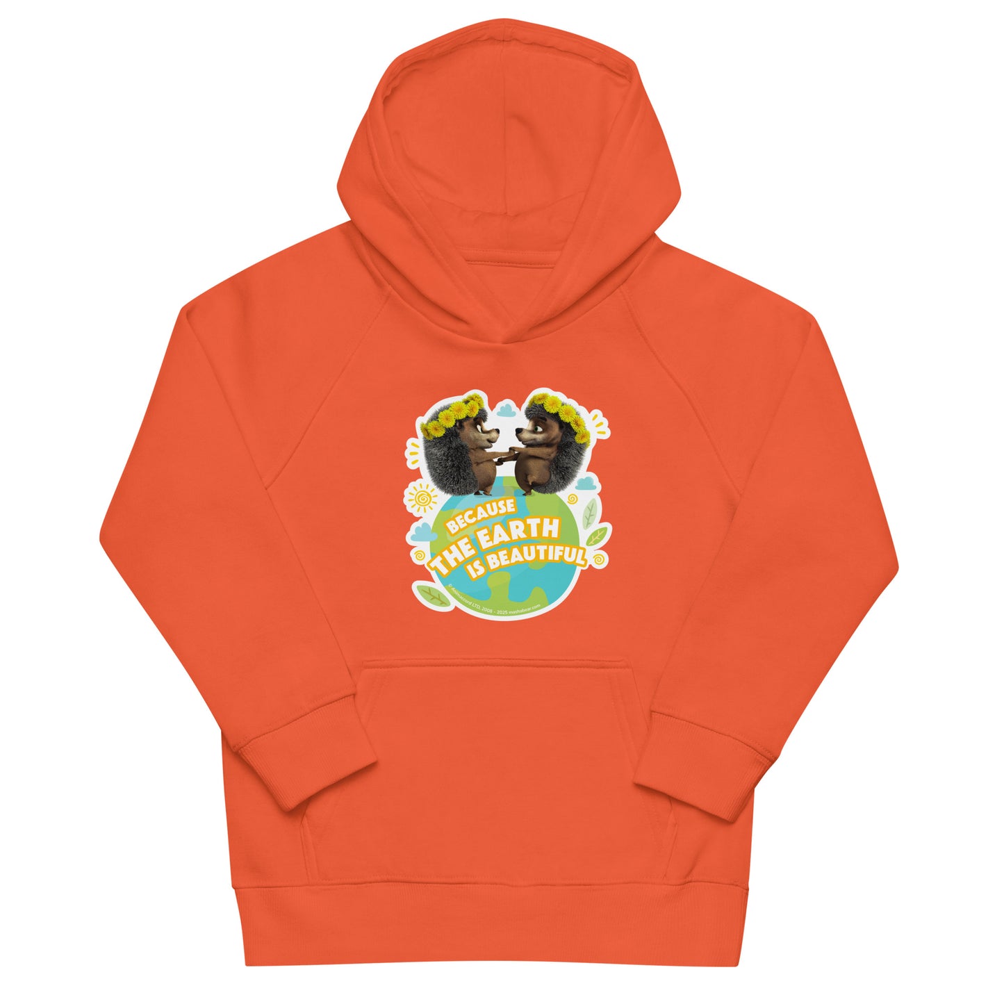 Masha and the Bear Friends Go Green! Kids eco hoodie Burnt Orange T-SHIRT