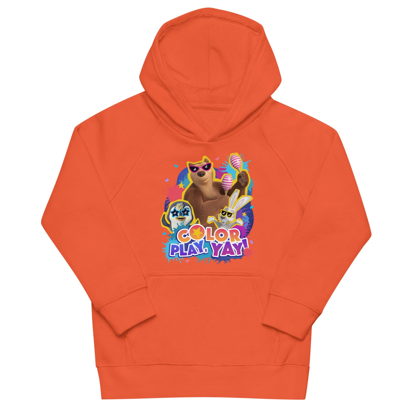 Masha and the Bear Friends Color Splash Kids eco hoodie Burnt Orange T-SHIRT
