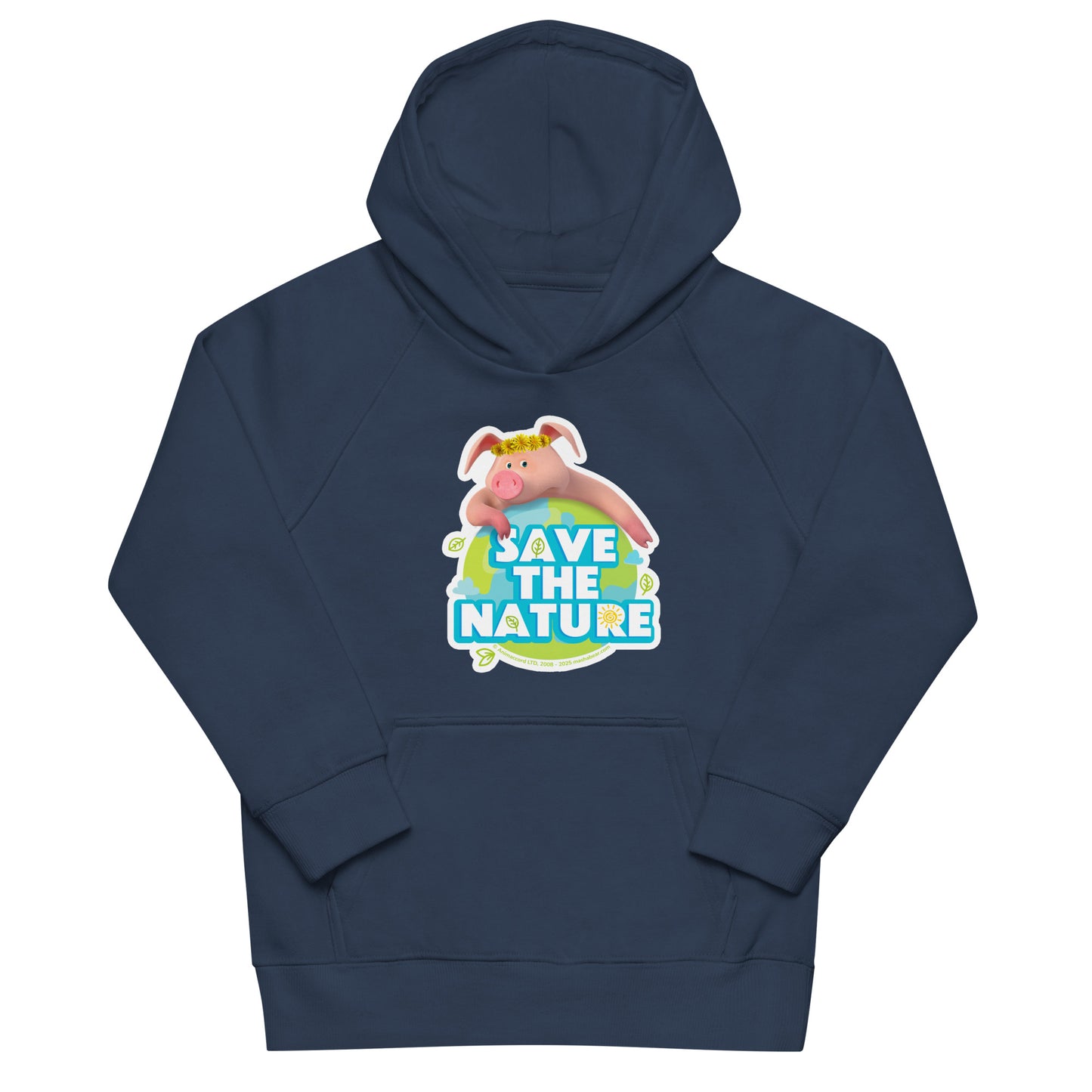 Masha and the Bear Friends Go Green! Kids eco hoodie French Navy T-SHIRT