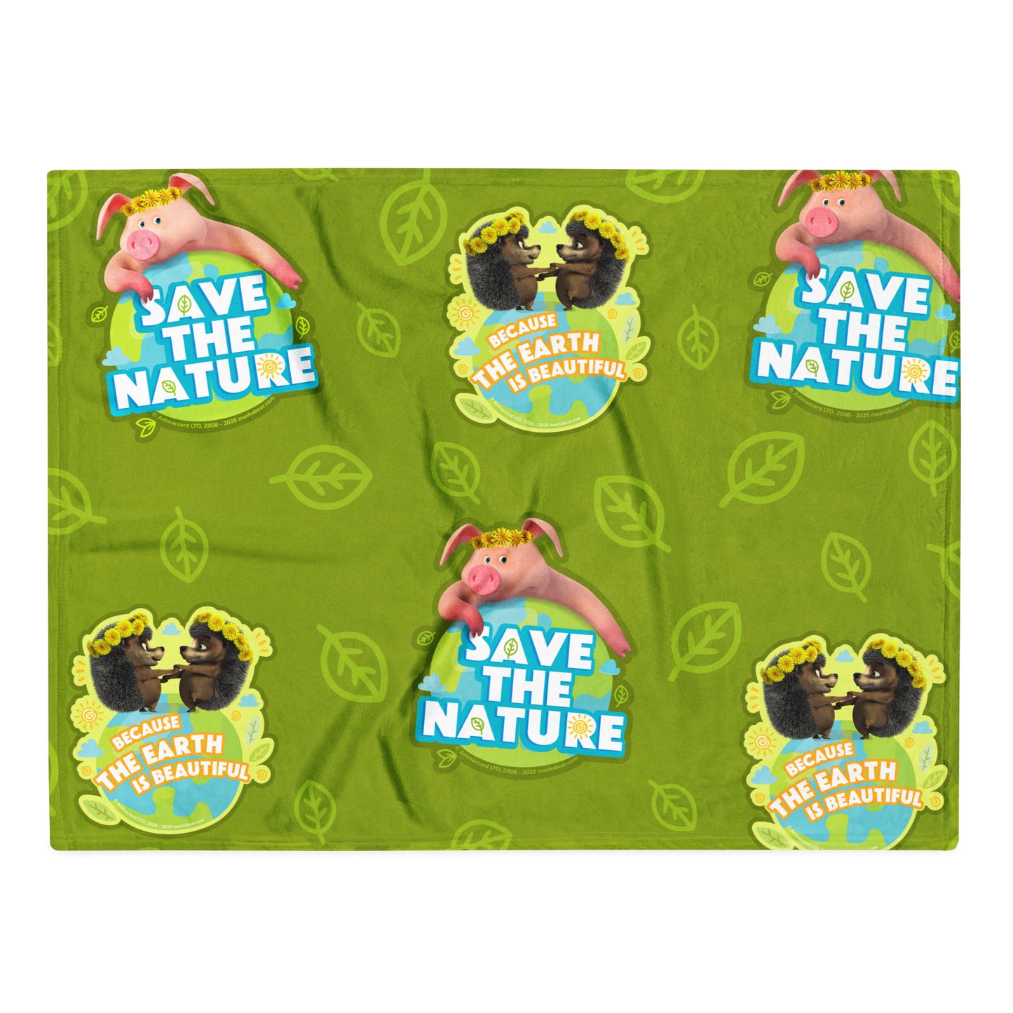 Masha and the Bear Friends Go Green! Throw Blanket 30″×40″ SUBLIMATION