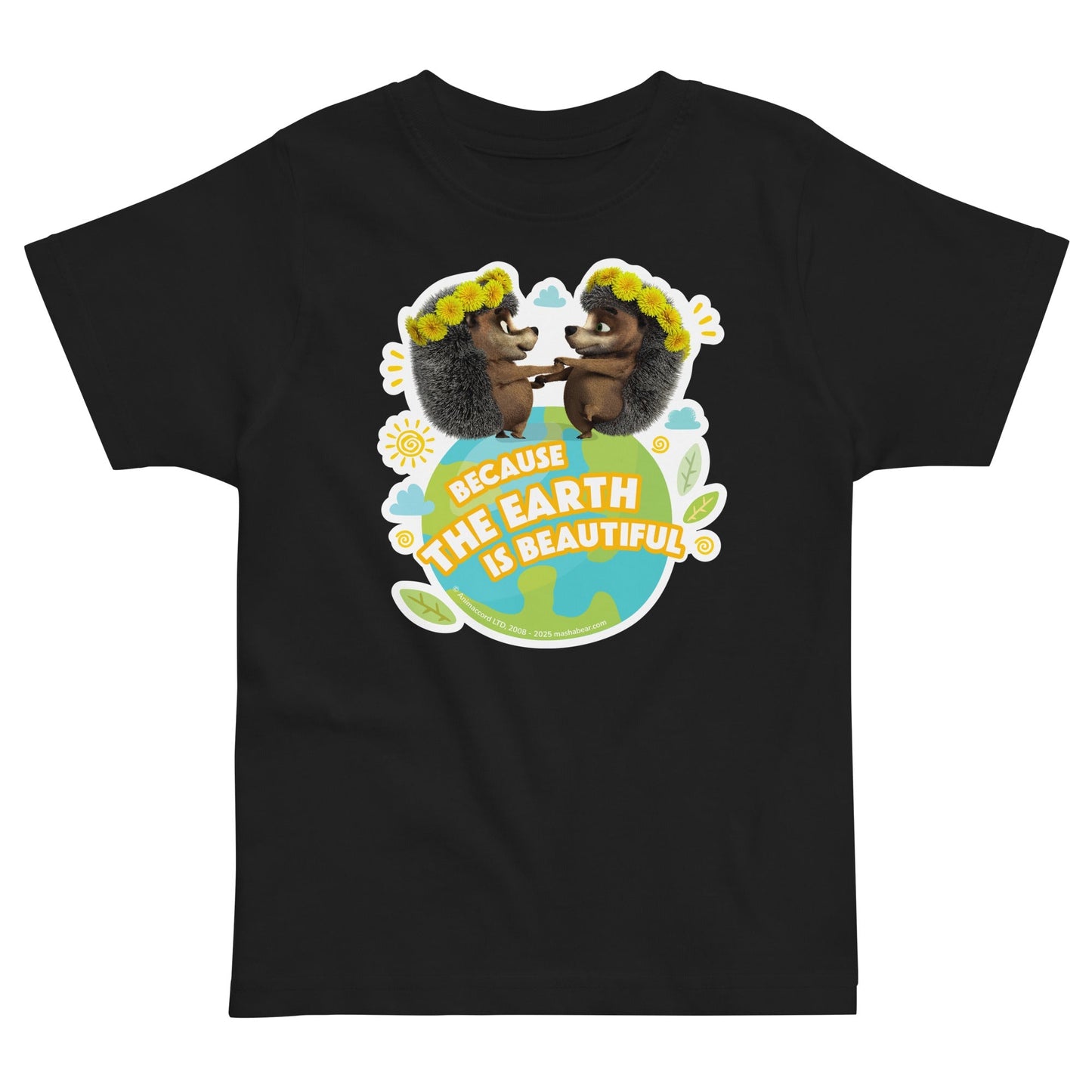 Masha and the Bear Friends Go Green! Toddler jersey t-shirt Black 3 T-SHIRT