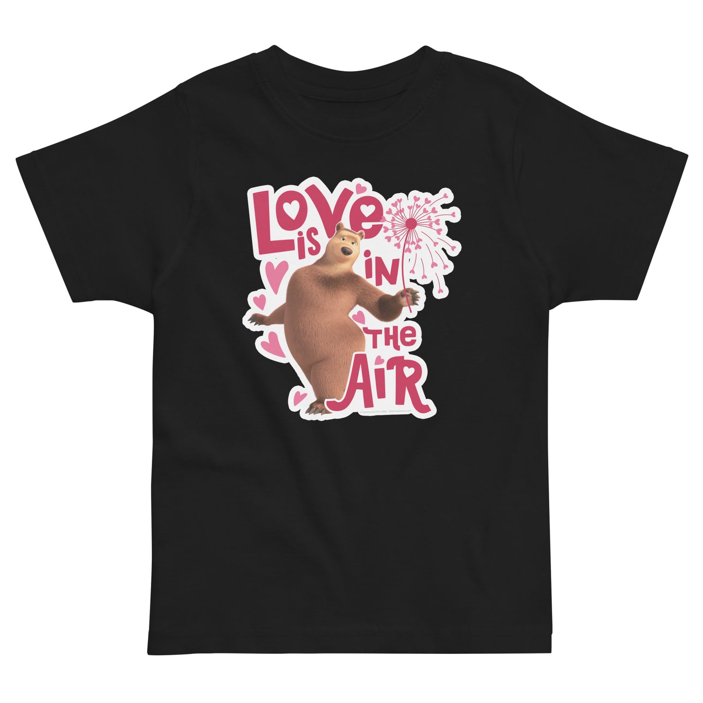 Masha and the Bear Friends Love Day Toddler jersey t-shirt Black T-SHIRT