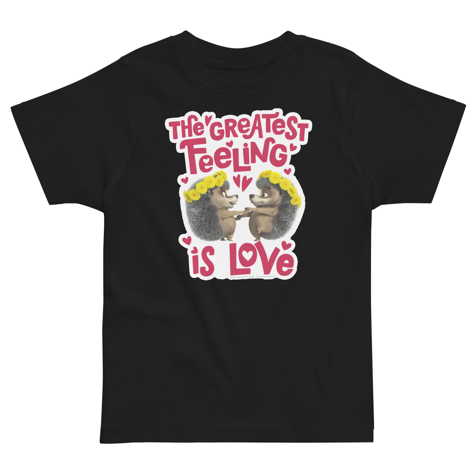 Masha and the Bear Friends Love Day Toddler jersey t-shirt Black T-SHIRT