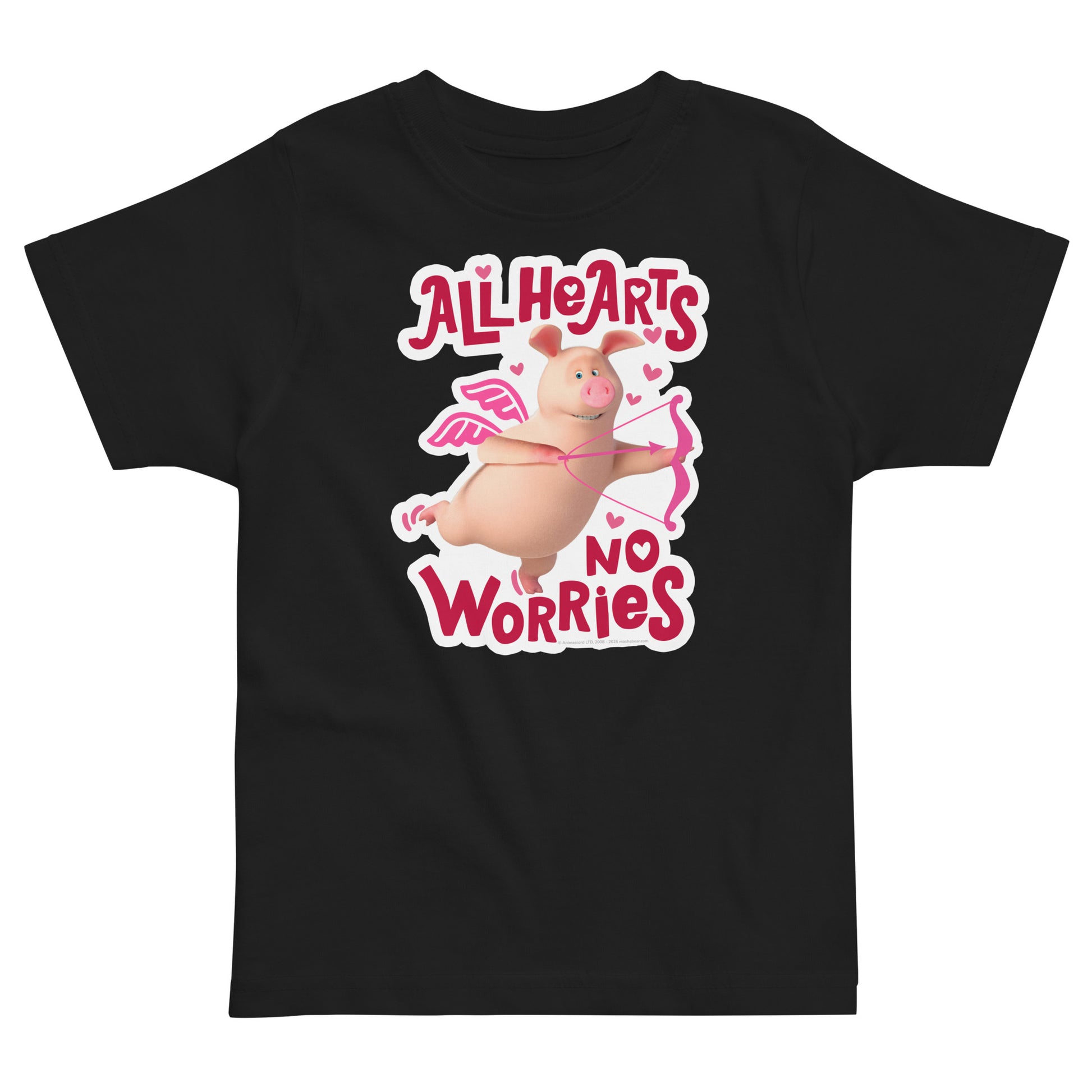 Masha and the Bear Friends Love Day Toddler jersey t-shirt Black T-SHIRT