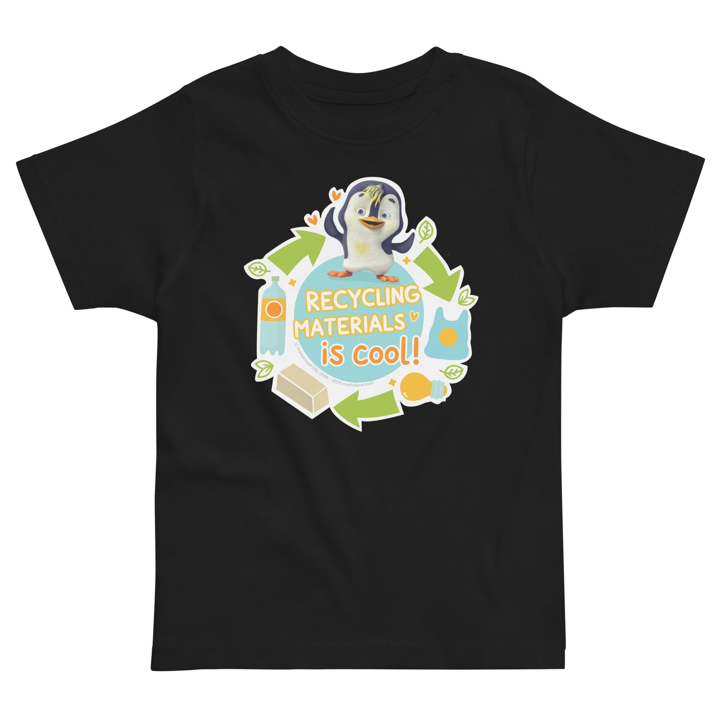 Masha and the Bear Friends Go Green! Toddler jersey t-shirt Black T-SHIRT