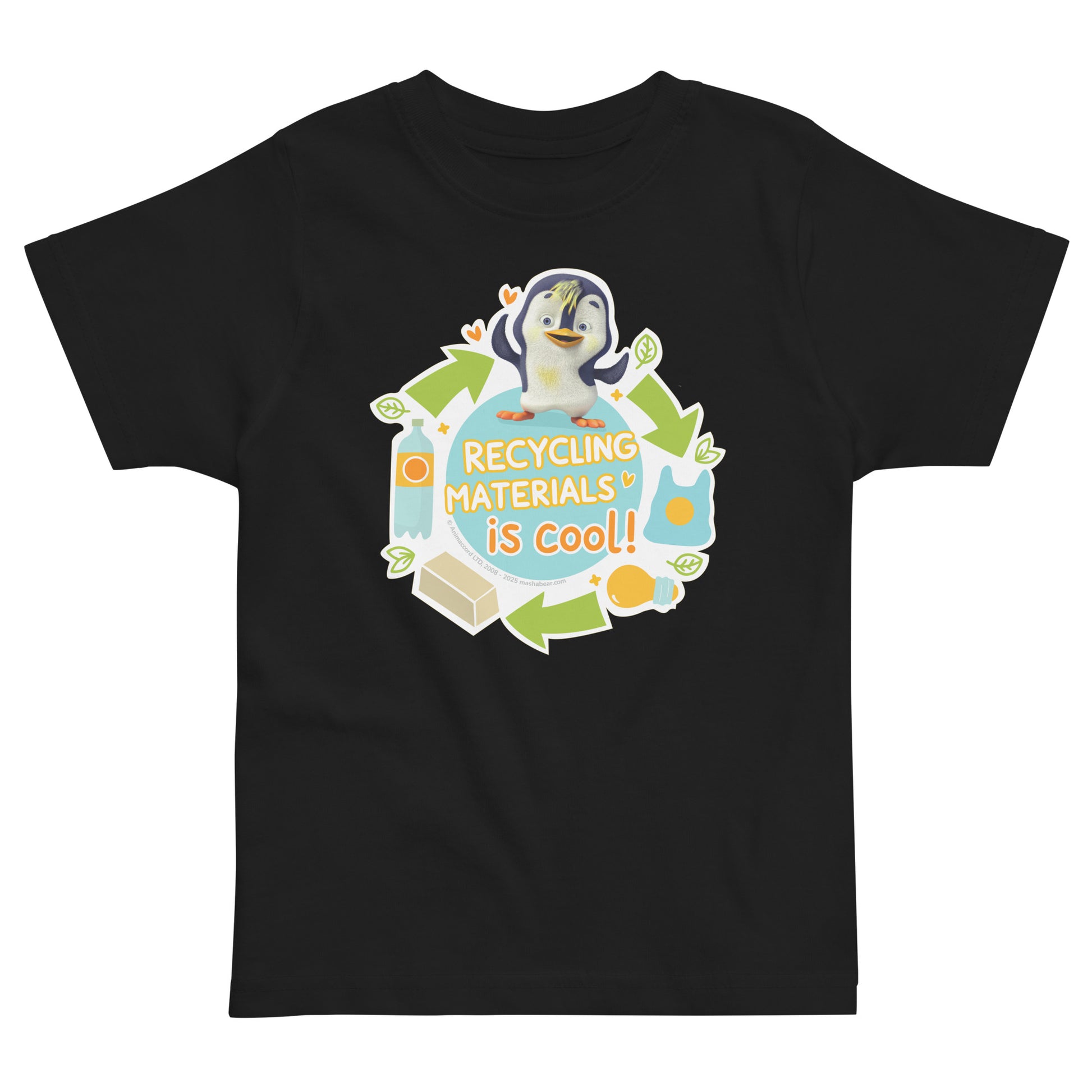 Masha and the Bear Friends Go Green! Toddler jersey t-shirt Black T-SHIRT