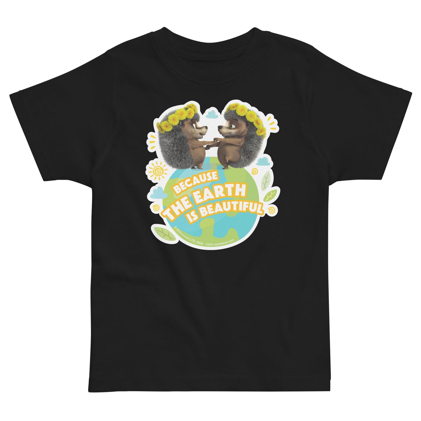 Masha and the Bear Friends Go Green! Toddler jersey t-shirt Black T-SHIRT